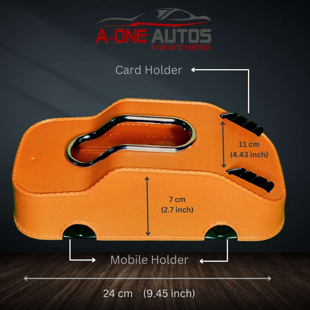 Leather Textured ABS Tissue Box with Mobile Holder and Card Holder – KIA view 2