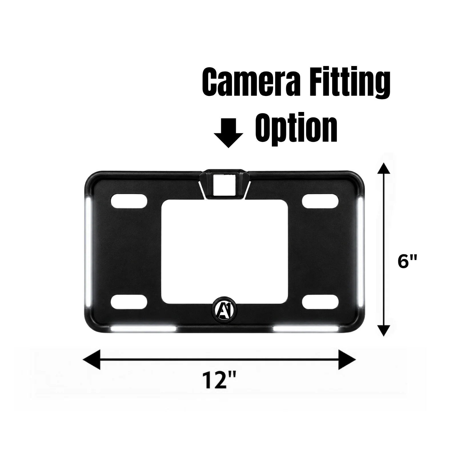 Universal White Blk Frame Neon LED Car Number Plate Frame with Camera Fitting Option 1pc view 2