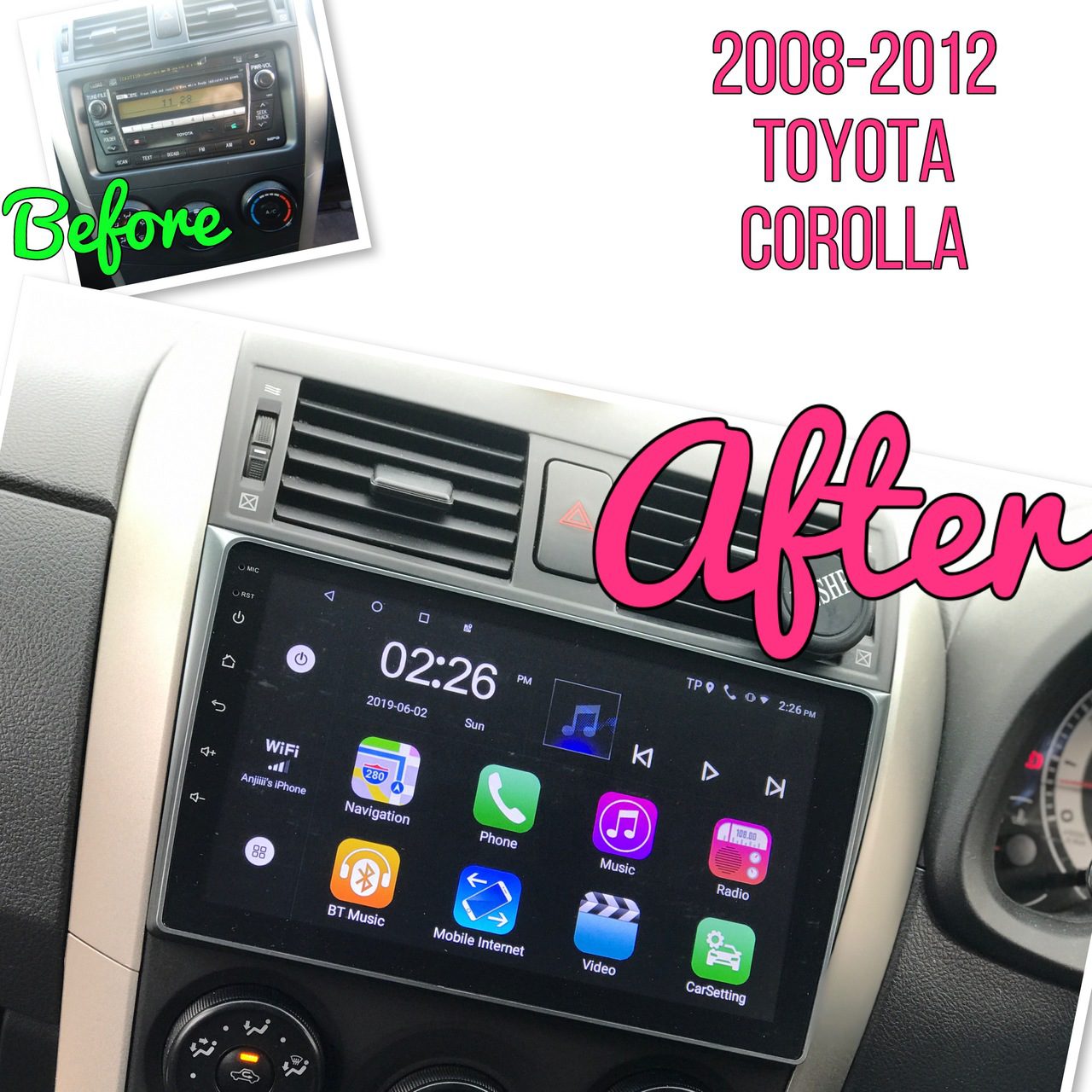 Toyota Corolla Multimedia Android Panel – Model 2008-2014 view 2