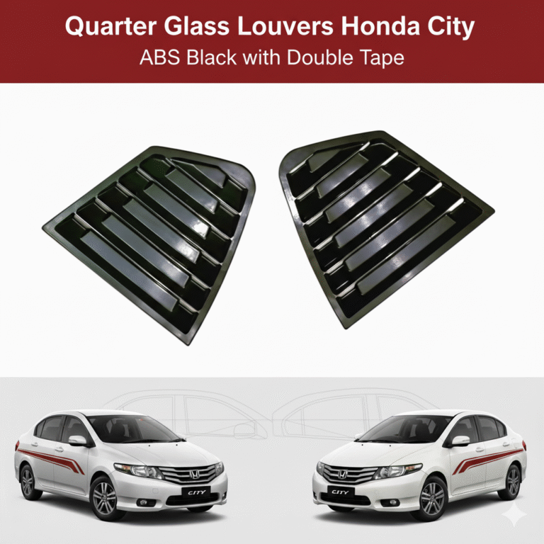 Honda City GM 2009-2021 Spike Design Quarter Glass Louver – Glossy Black view 2