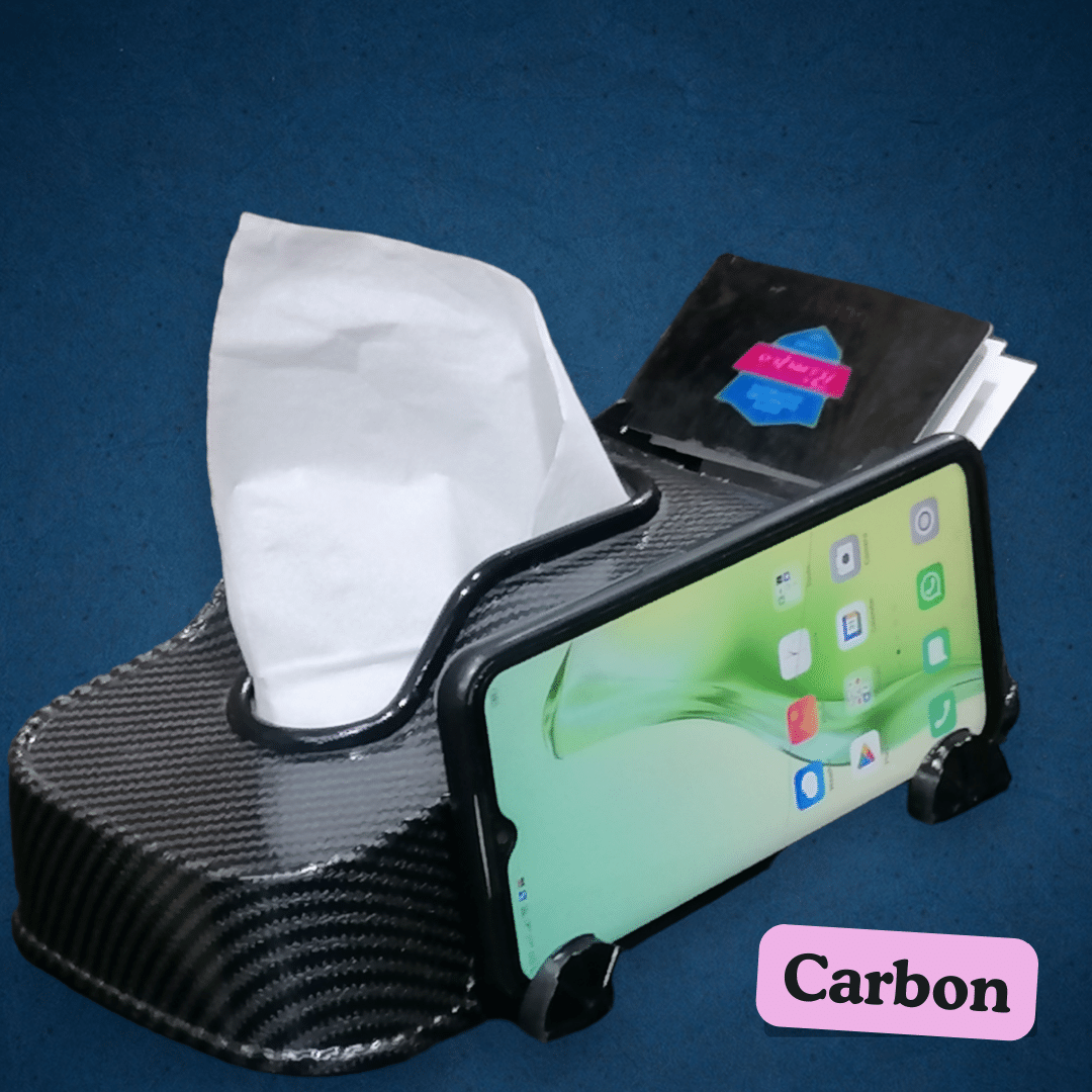 ABS Carbon Fiber | Car Tissue Box | Mobile Holder | Cards Holder