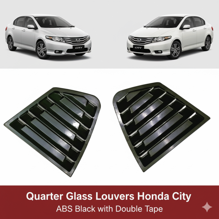 Honda City GM 2009-2021 Spike Design Quarter Glass Louver – Glossy Black view 4