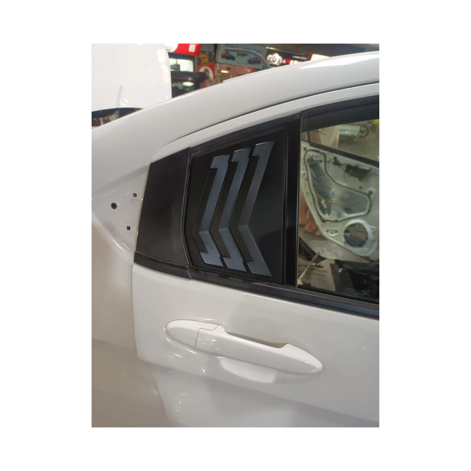 Honda City 2022-2026 ( Mat Black ) Mugen Style Quarter Glass Louvers | ABS Rear Quarter Window Louvers view 3