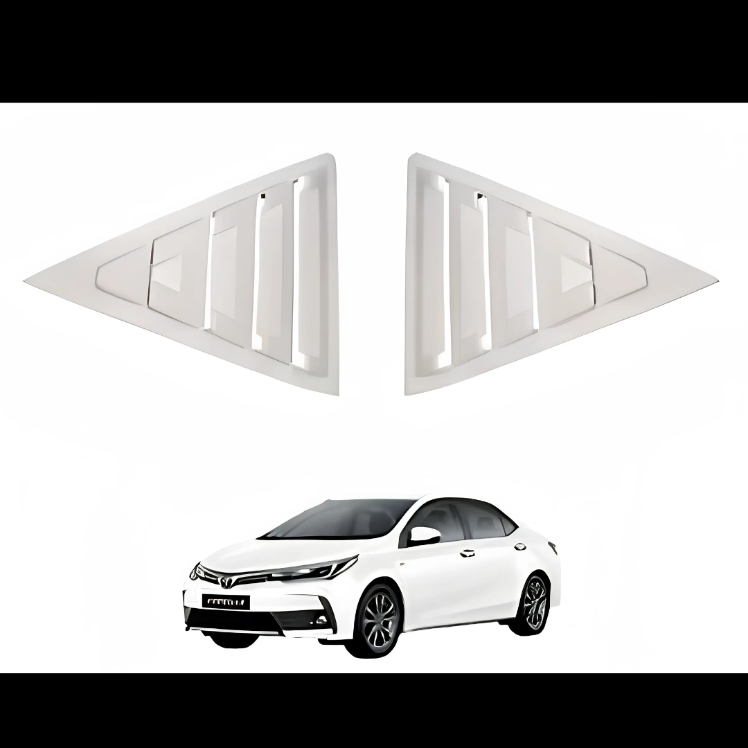 Toyota Corolla 2015-2024 White Spike Design Quarter Glass Louver (Pair) view 3