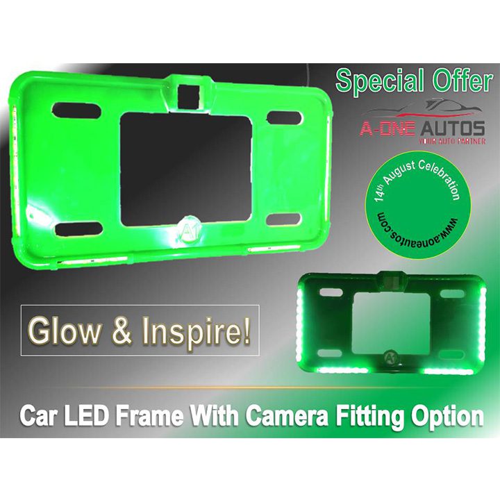 Car LED Number Plate Frame Green with White LED