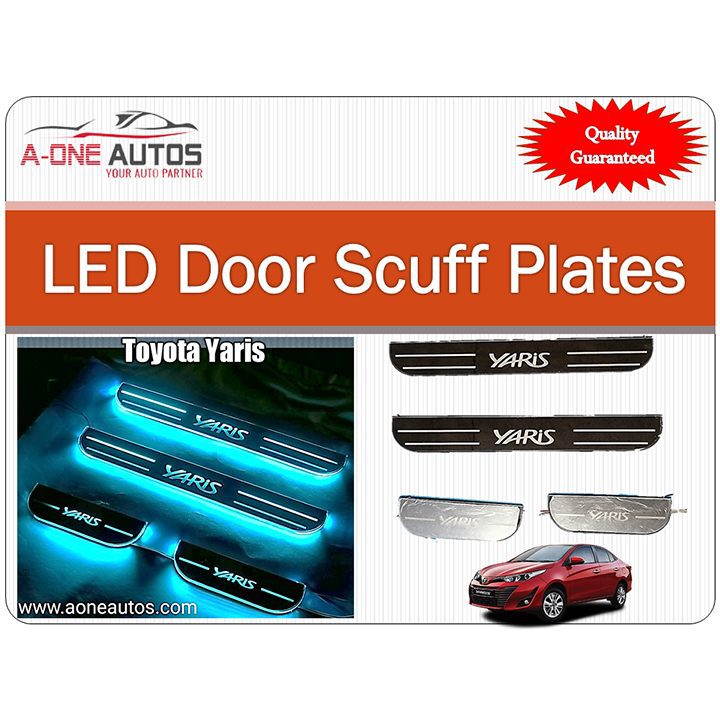 Toyota Yaris LED Door Sill Plate ICE Blue Color