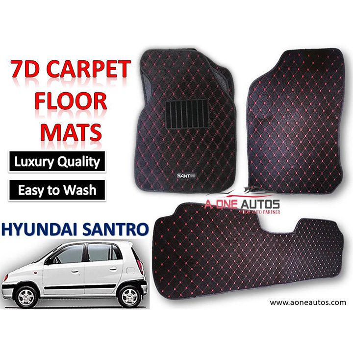 Hyundai Santro 7D Luxury Carpet Floor Mat Set 3pcs