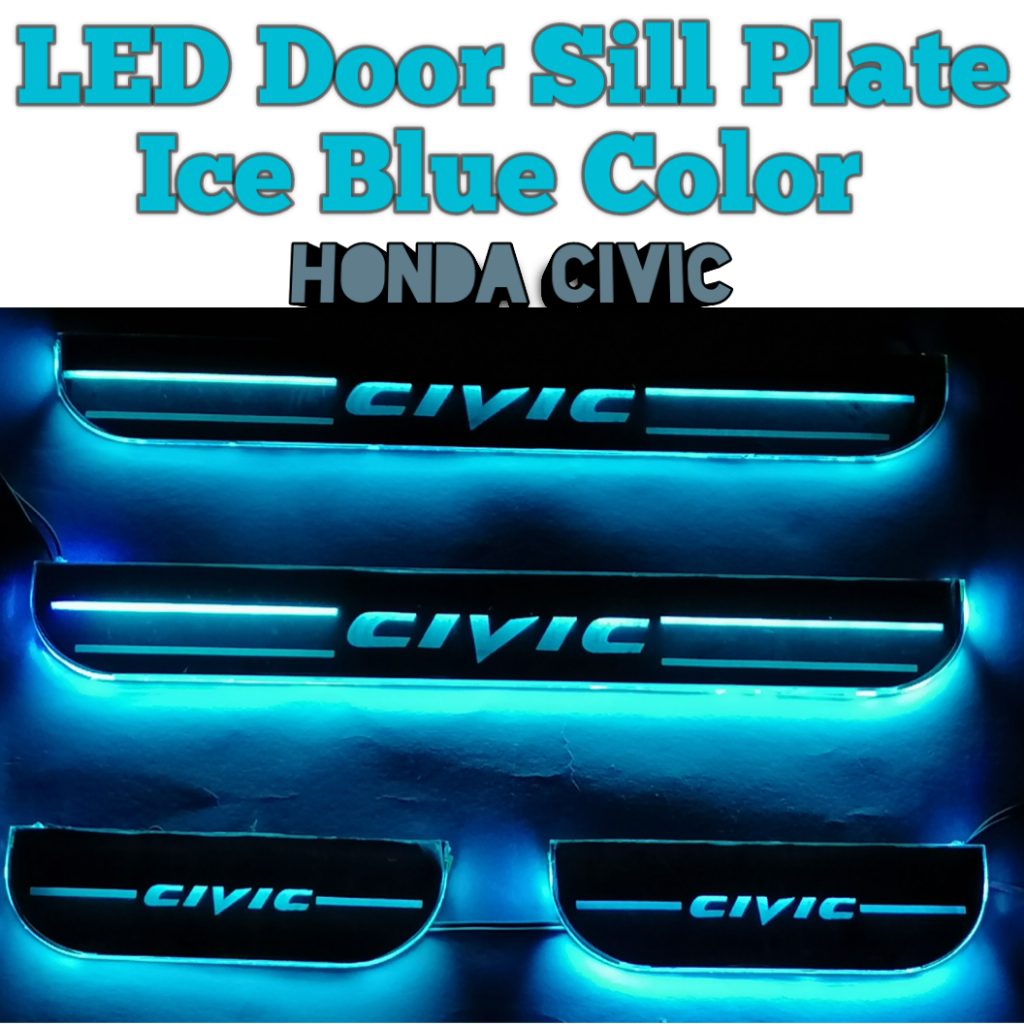 Honda Civic Neon LED Door Scuff Plates with ICE Blue Color view 2