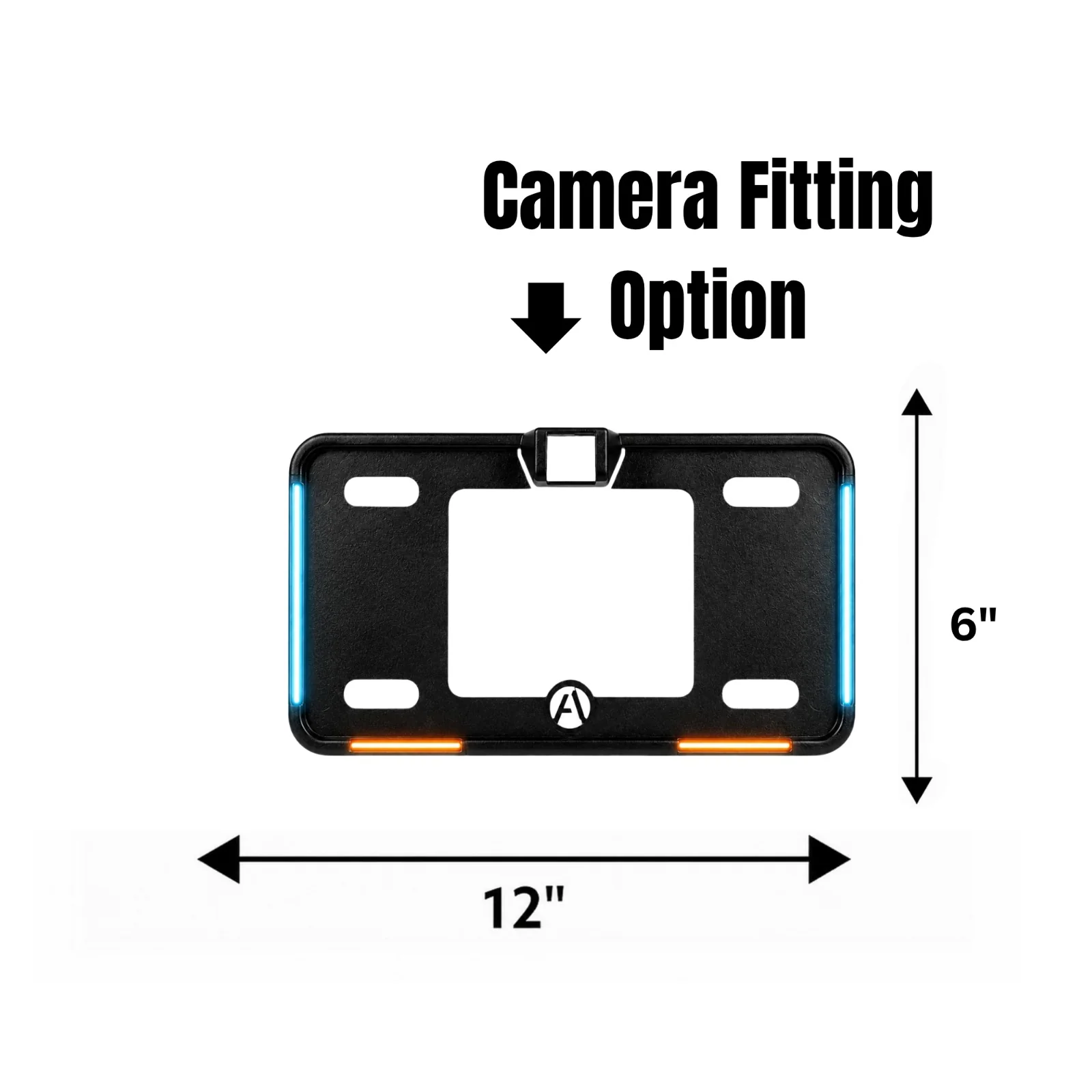 Universal Ice Blue & Orange Blk Frame Neon LED Car Number Plate Frame with Camera Fitting Option 1pc view 2