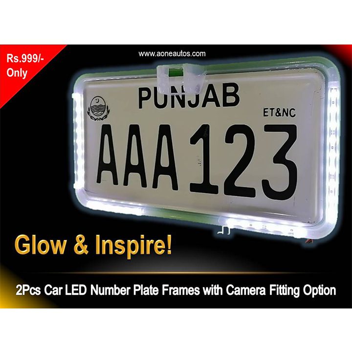 2Pcs Car LED Number Plate Frame Set