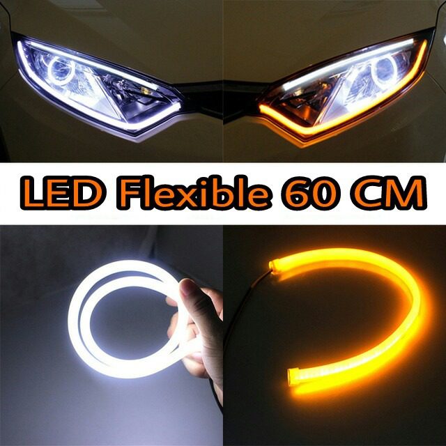 Head Light LED Neon Lights with Turn Signal | Universal Flexible DRL Strip for Cars