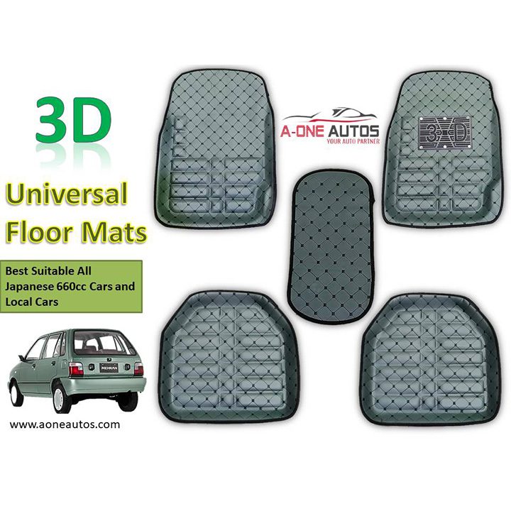 Car Universal Floor Mat Set 5pcs with Blue Designing
