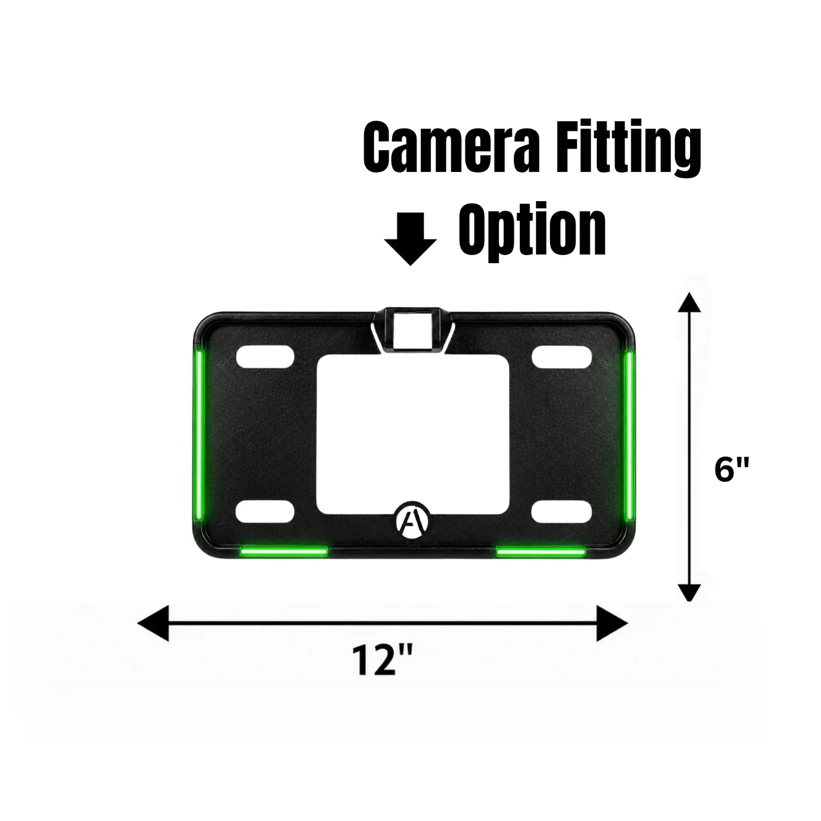 Universal Green Blk Frame Neon LED Car Number Plate Frame with Camera Fitting Option 1pc view 2