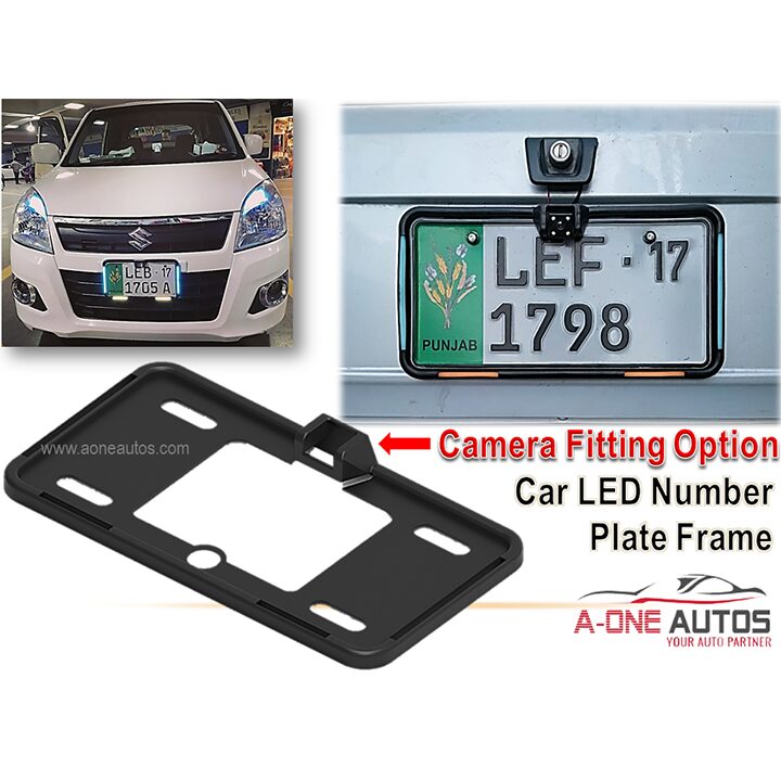 Ultra Slim Round Shape Car LED Number Plate Frame with Camera Fitting Option