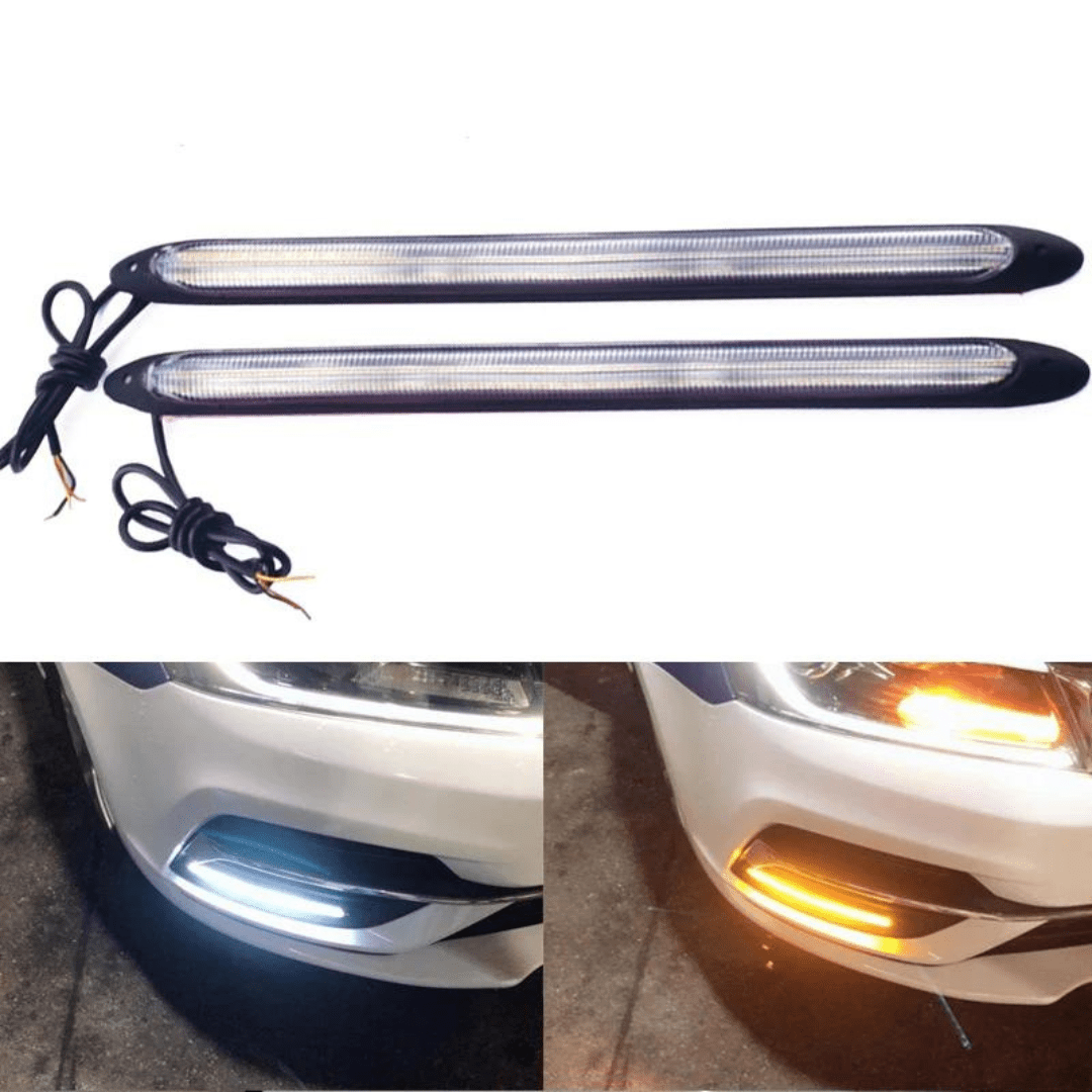 Universal LED Daytime Running Light – 2 Pcs with Turn Signal