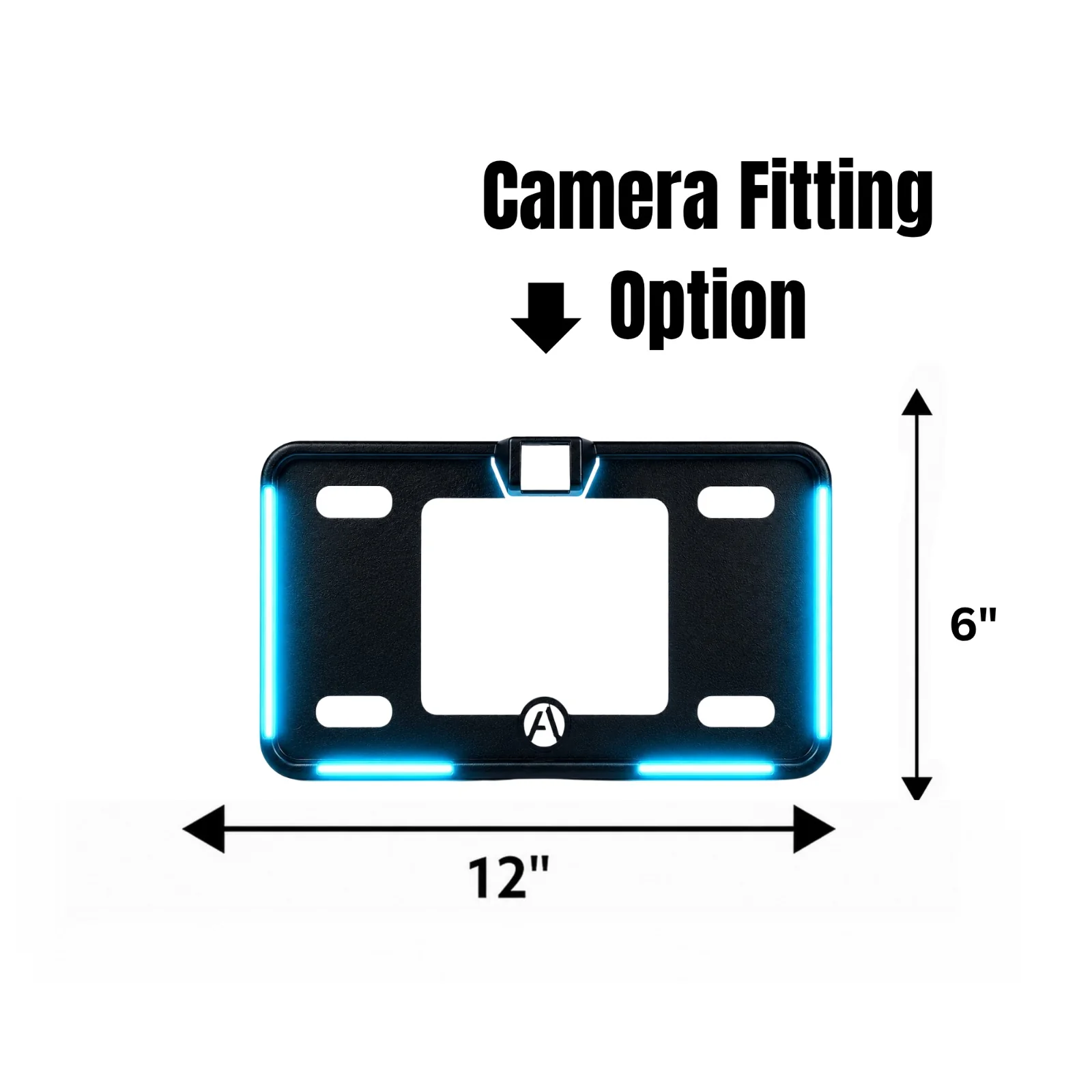 Universal Ice Blue Blk Frame Neon LED Car Number Plate Frame with Camera Fitting Option 1pc view 2
