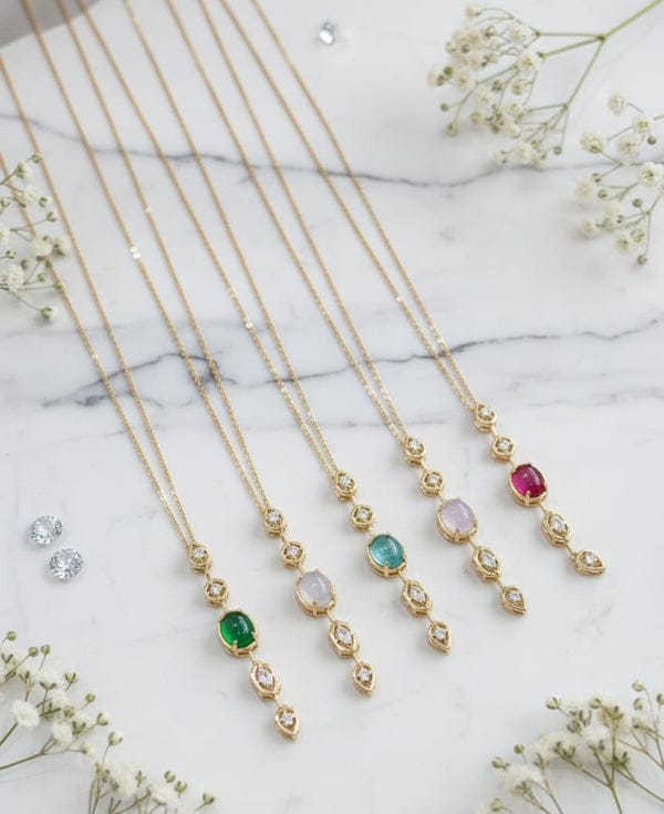 Gold Color Zircon Stone - Necklace