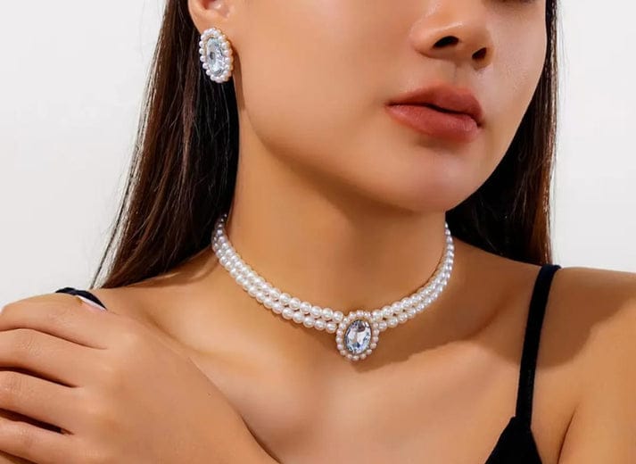 Multi layer Round Pearl - Jewelry Set - Hover
