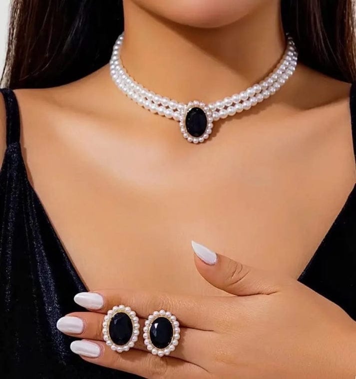 Multi layer Round Pearl - Jewelry Set