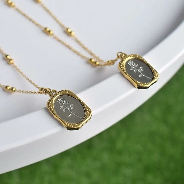 Grey Mirror Rose Pendant - Necklace - Image 3