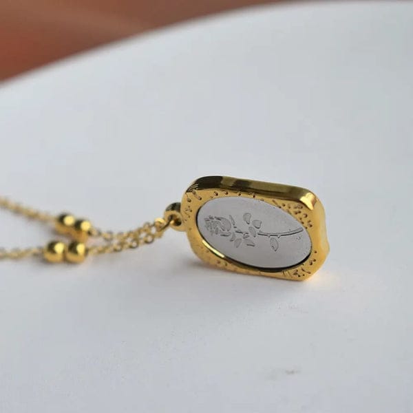 Grey Mirror Rose Pendant - Necklace - Image 4