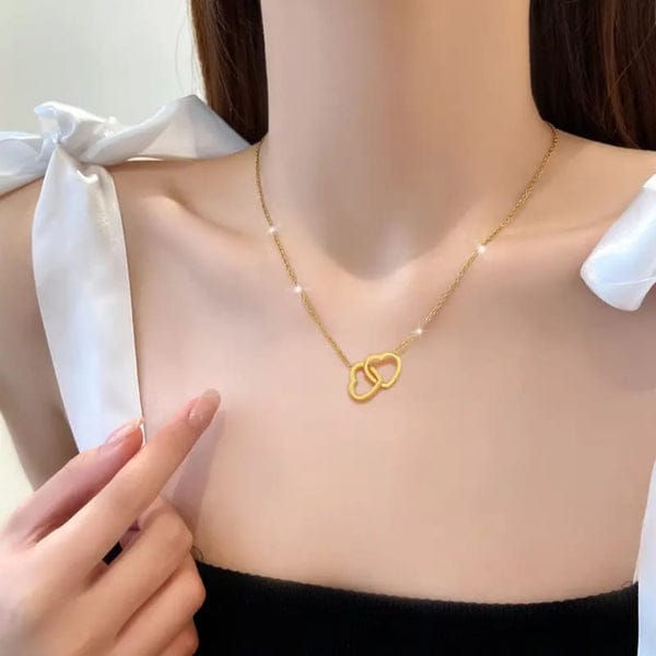 Loving Heart Interlocking Pendant - Necklace - Hover