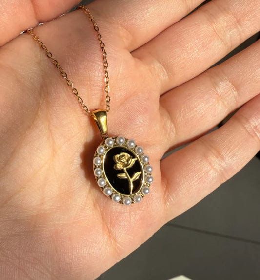 Pearl Rose Flower - Necklace