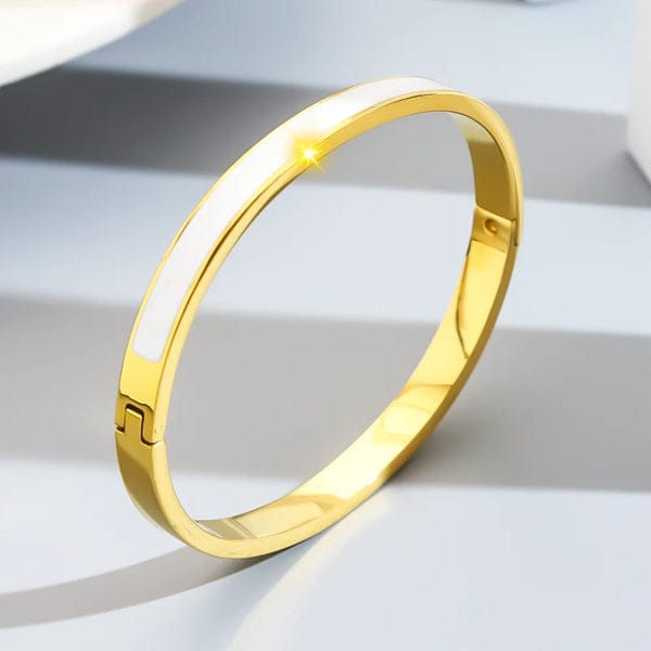 White & Gold Enamel Bangle - Bracelet - Image 3