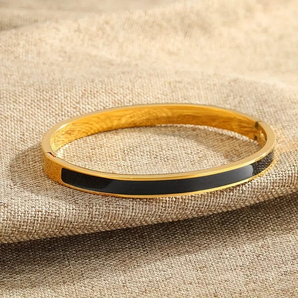 Black & Gold Enamel Bangle - Bracelet - Hover