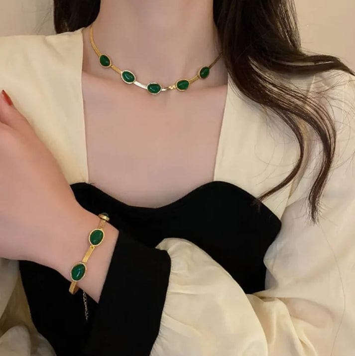 Emerald necklace bracelet - Jewelry Set - Image 3