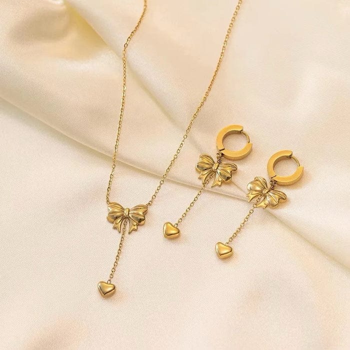 Color Bowknot Heart Drop - Jewelry Set