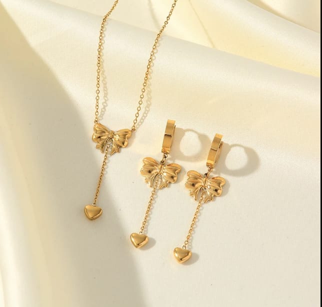 Color Bowknot Heart Drop - Jewelry Set - Hover