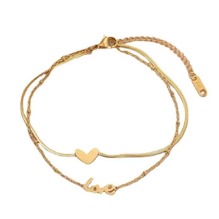 Double Layer Love Heart - Anklet - Hover