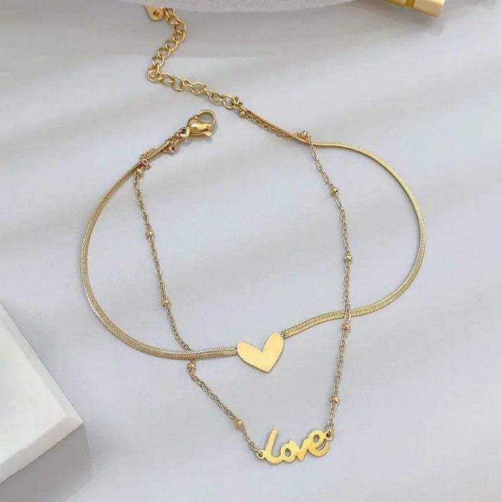 Double Layer Love Heart - Anklet - Image 3
