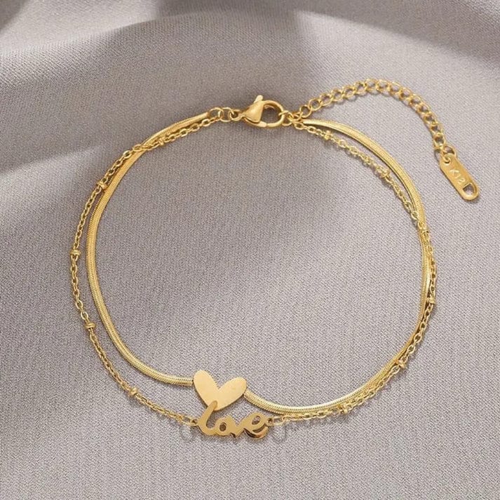Double Layer Love Heart - Anklet - Image 4