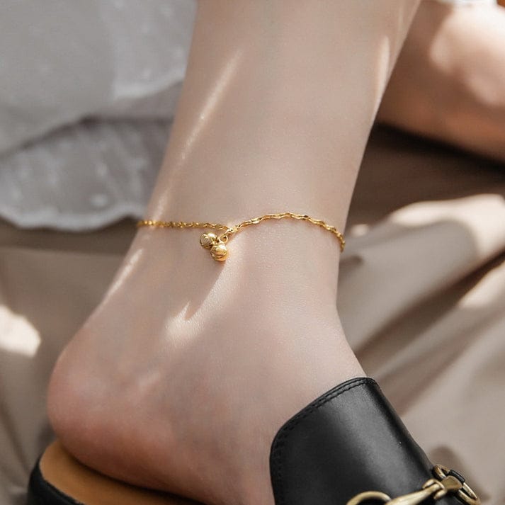 Gold Bead Wave Chain - Anklet