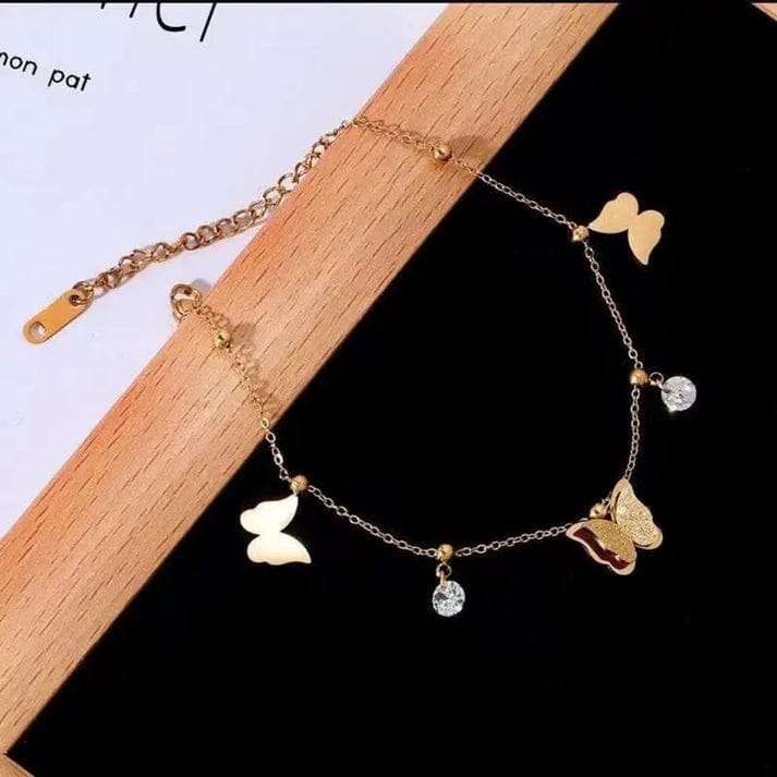 Frosted Butterfly Zircon Charm - Anklet - Image 3
