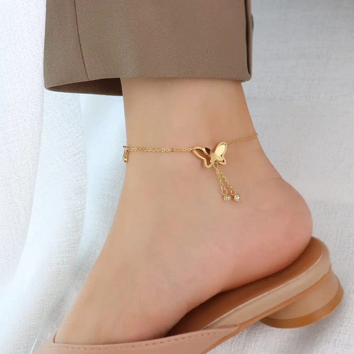 Delicate Butterfly Pendant - Anklets - Hover
