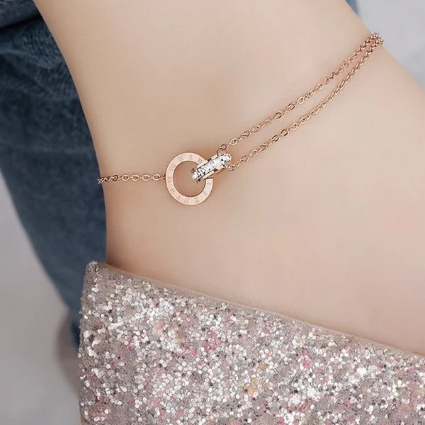 Interlocking Roman Rose Gold - Anklet