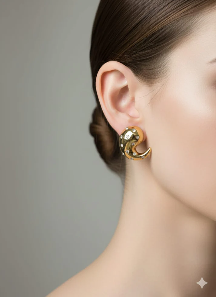 Golden Spark Paisley - Earrings - Image 3