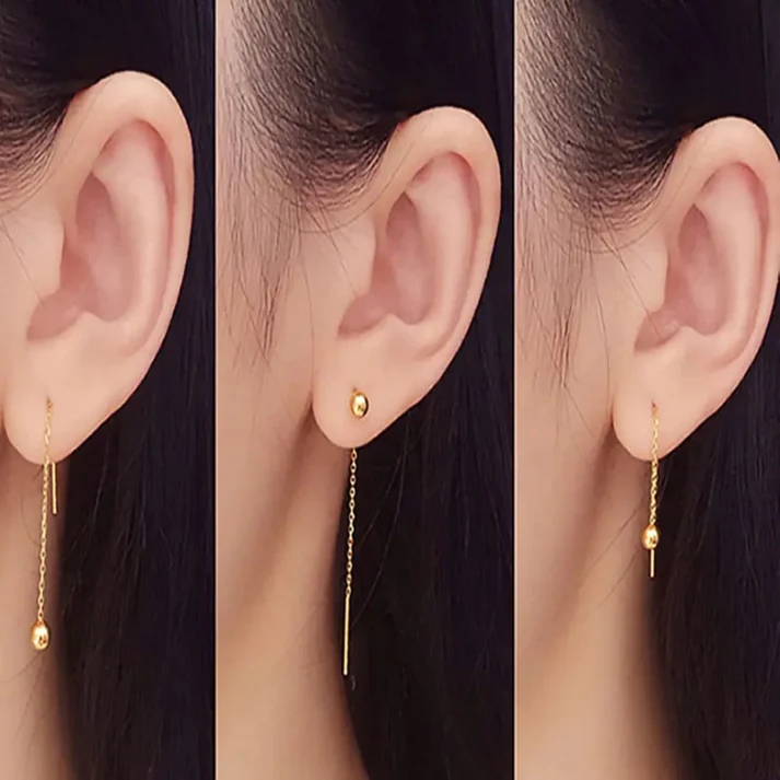 Sterling Ball Ear Threader - Earrings - Image 4