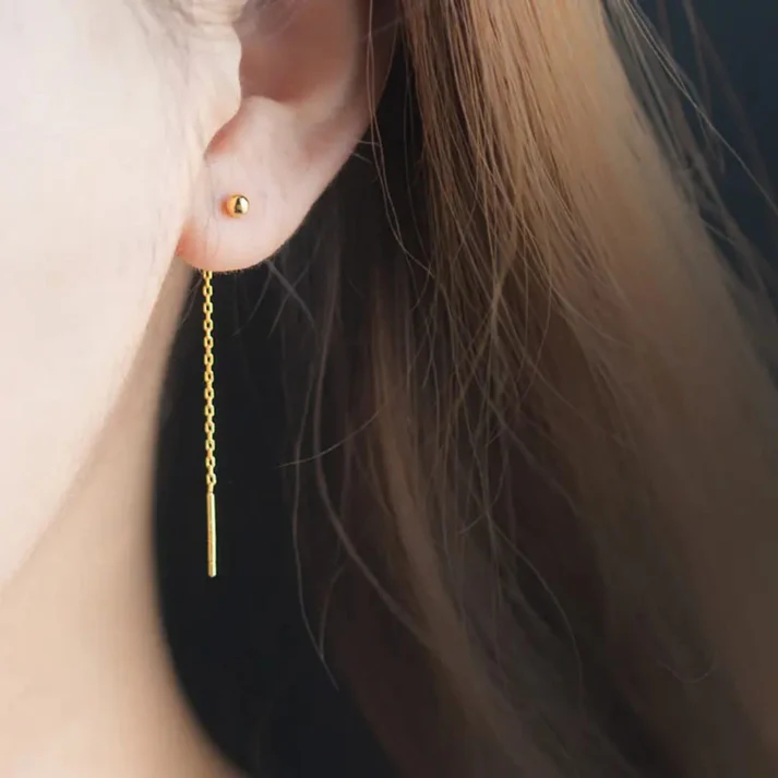 Sterling Ball Ear Threader - Earrings - Image 5