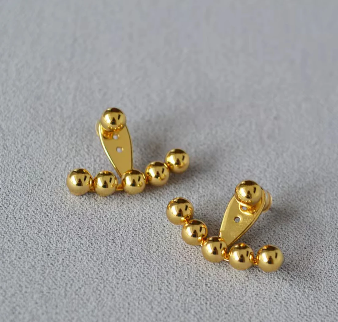 Golden Ball Ear Jackets - Earrings - Hover