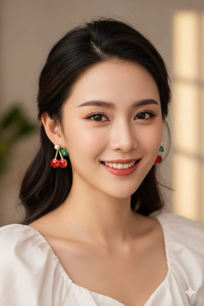 Sweet Cherry Sparkle Stud - Earrings - Hover
