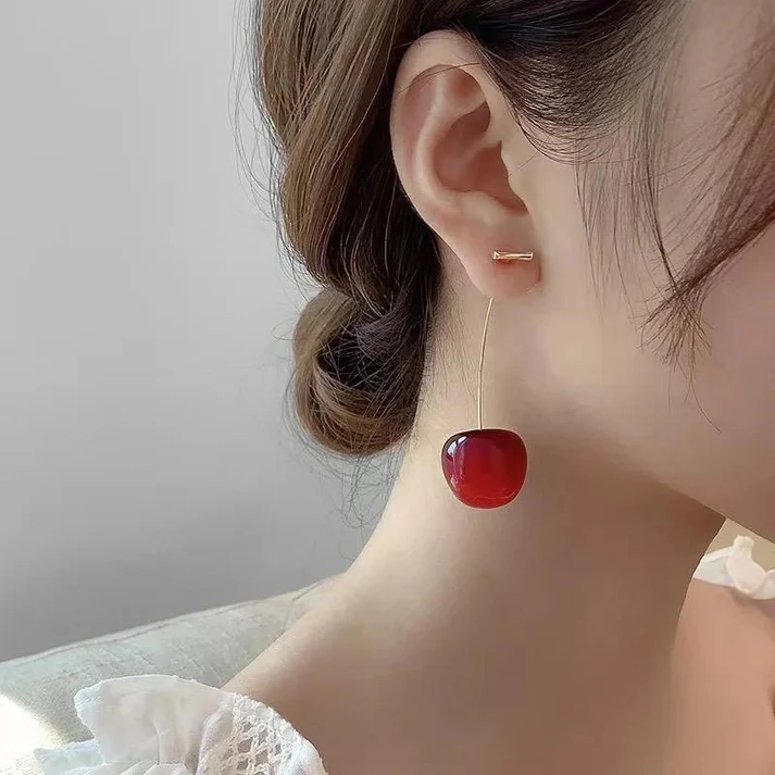 Sterling Cherry Drop - Earrings