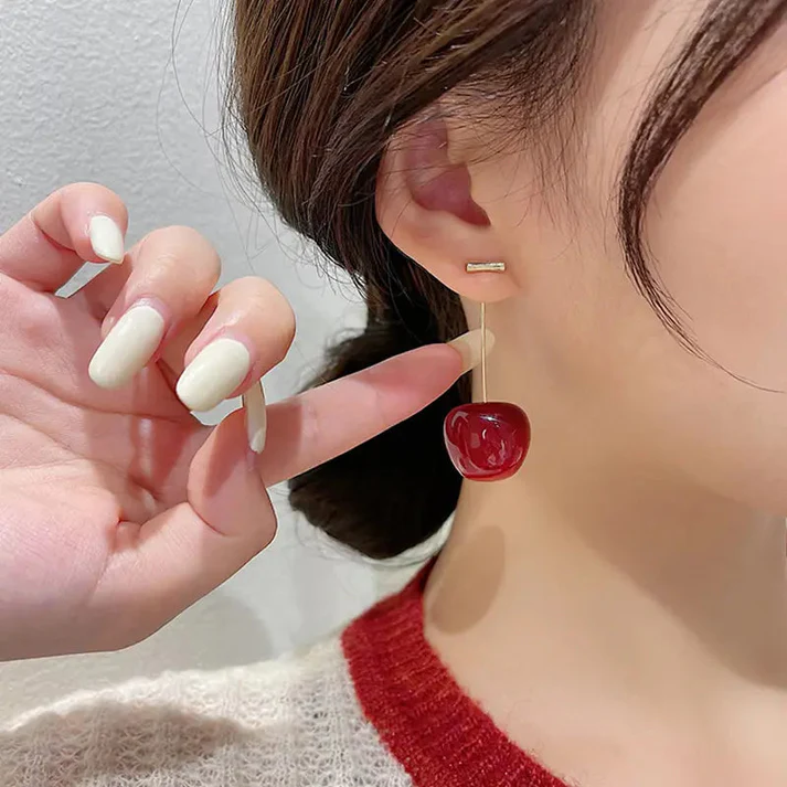 Sterling Cherry Drop - Earrings - Image 3