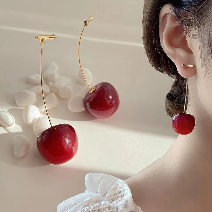 Sterling Cherry Drop - Earrings - Image 4