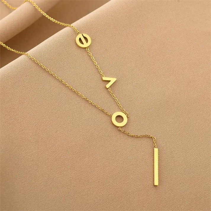 Luxury Love Letter Pattern Charm - Necklace