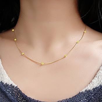 Minimalist Gold beaded - Necklace