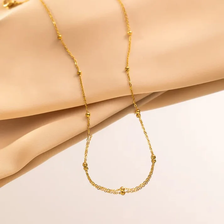 Minimalist Gold beaded - Necklace - Hover